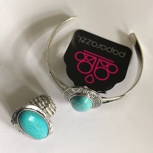 Turquoise bracelet and ring set